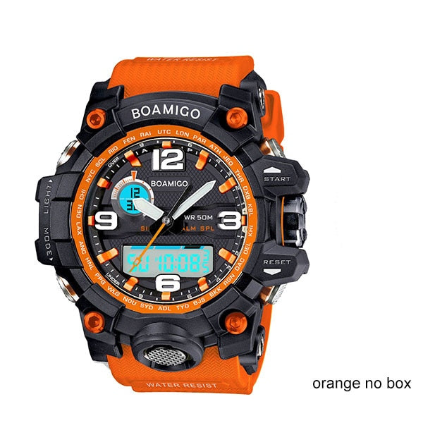 Men Dual Display Orange Watches