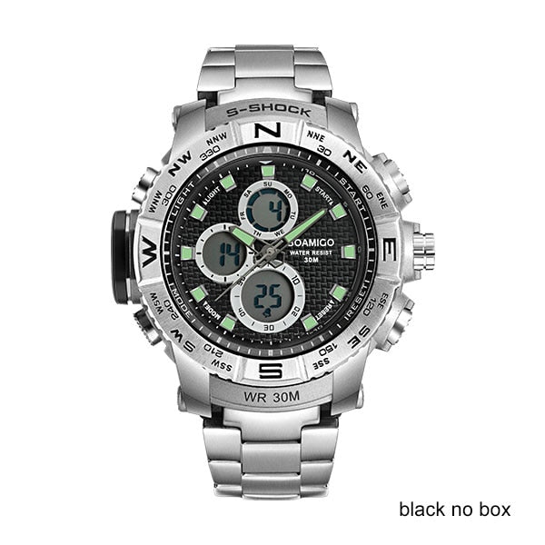 Men Dual Display Silver Watches