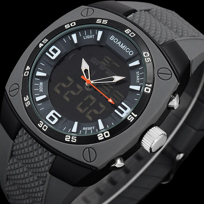 Men Dual Display Black Watches