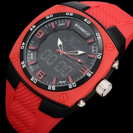 Men Dual Display Red Watches