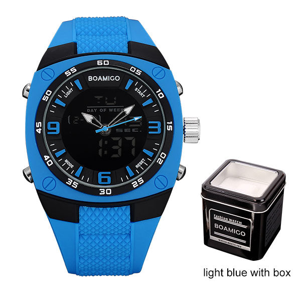 Men Dual Display Red Watches