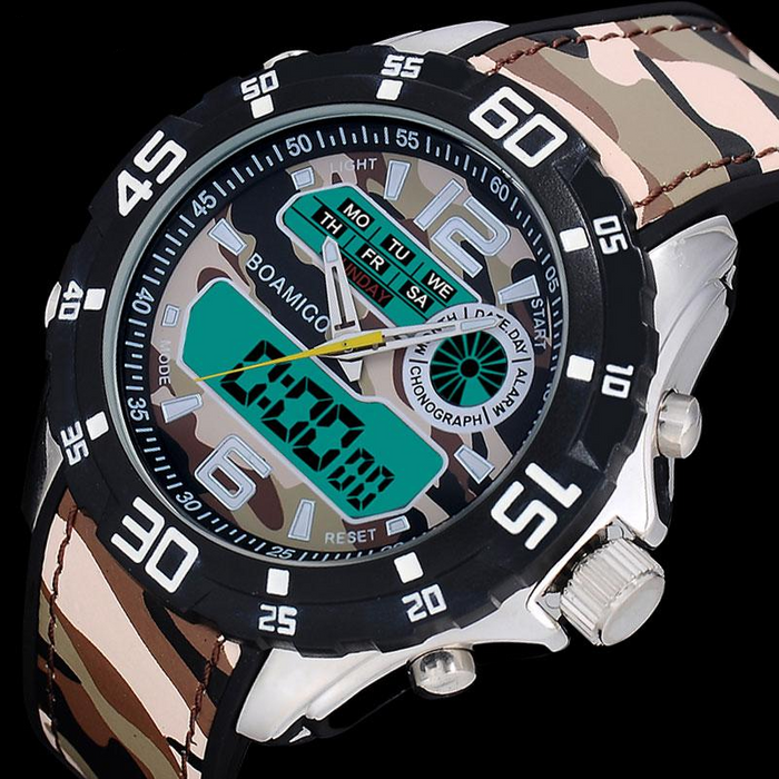Men Dual Display Camo Watches