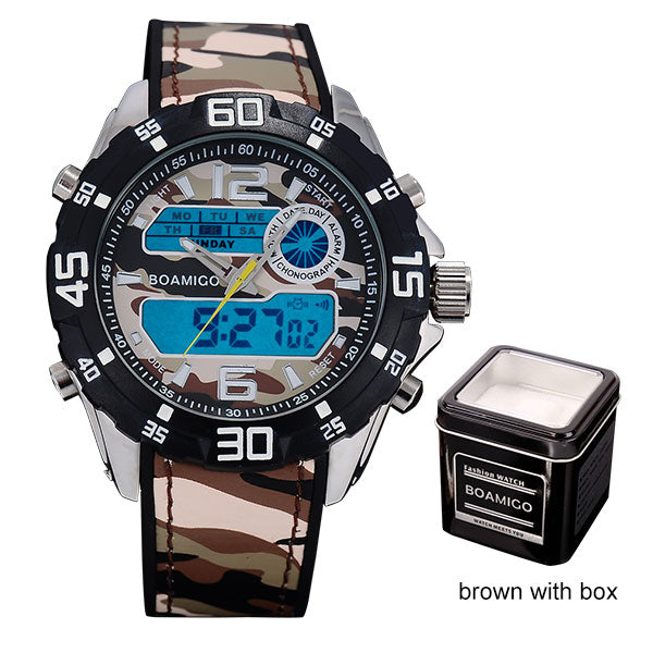 Men Dual Display Camo Watches