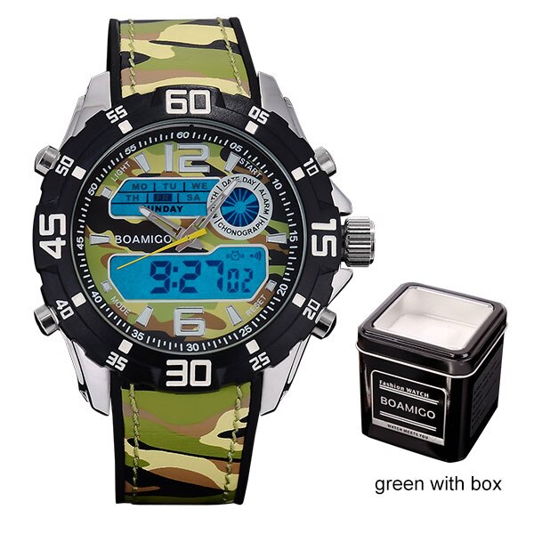 Men Dual Display Camo Watches