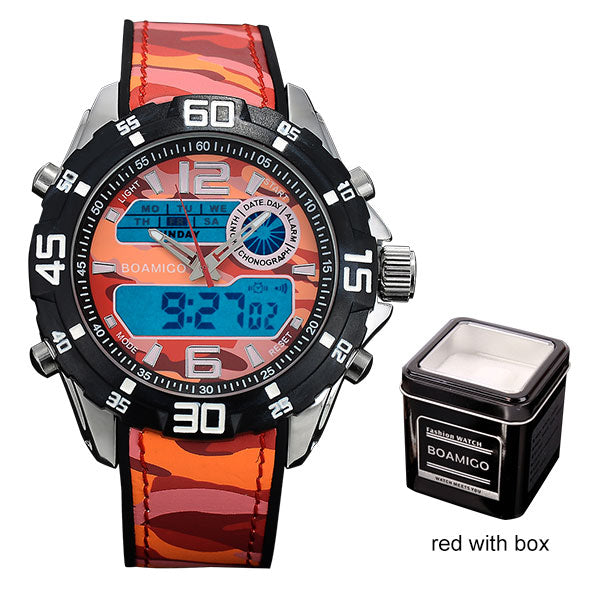 Men Dual Display Camo Watches