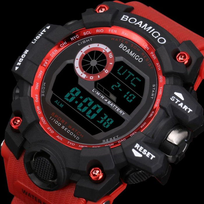 Men Sports Red Digital Watches