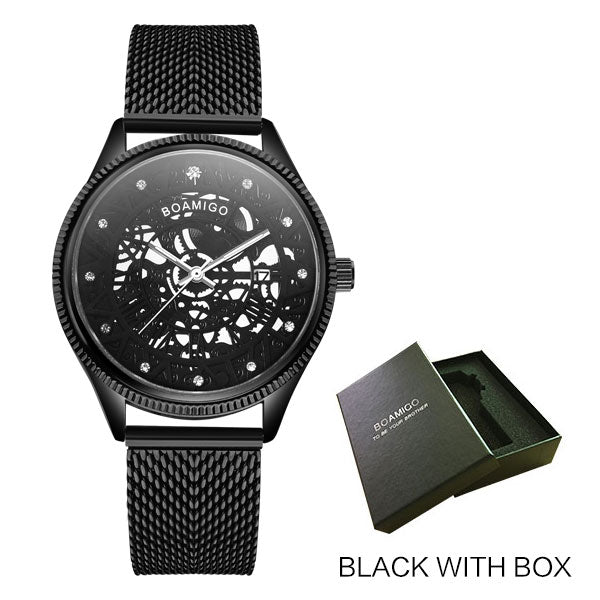 Men's Black Skeleton Quartz Watches