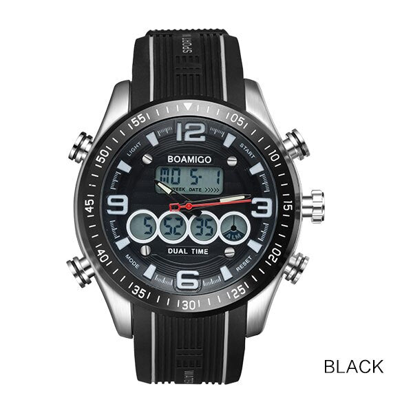 Men Dual Display Striped Watches