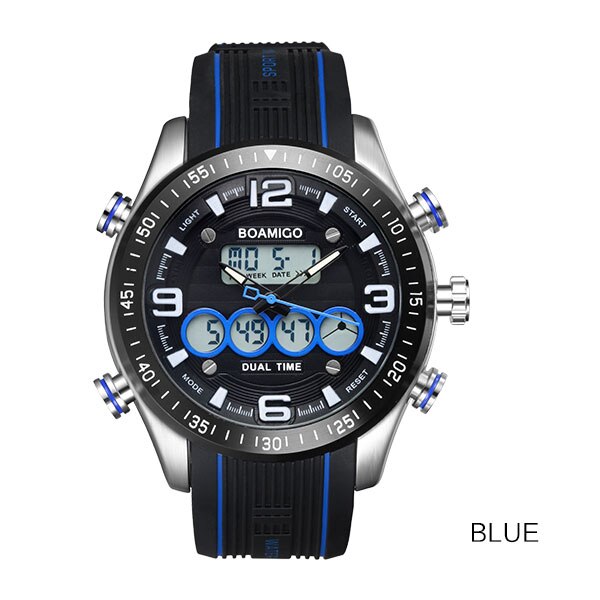 Men Dual Display Striped Watches