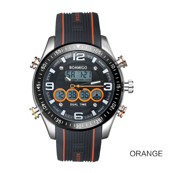 Men Dual Display Striped Watches