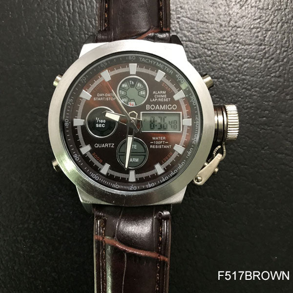 Men Dual Display Brown Watches